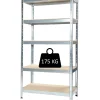 Officina E Garage-Grima Scaffale 5 ripiani in metallo e legno "joker" grigio portata 175 kg 90x40x174 cm