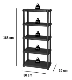 Riponimento In Resina|Scaffale 5 ripiani in polipropilene 