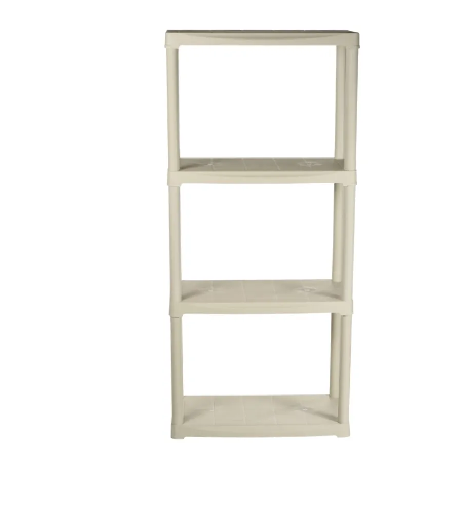 Riponimento In Resina-ArtPlast Scaffale 4 ripiani in polipropilene ecrù portata 120 kg 60x30x133 cm