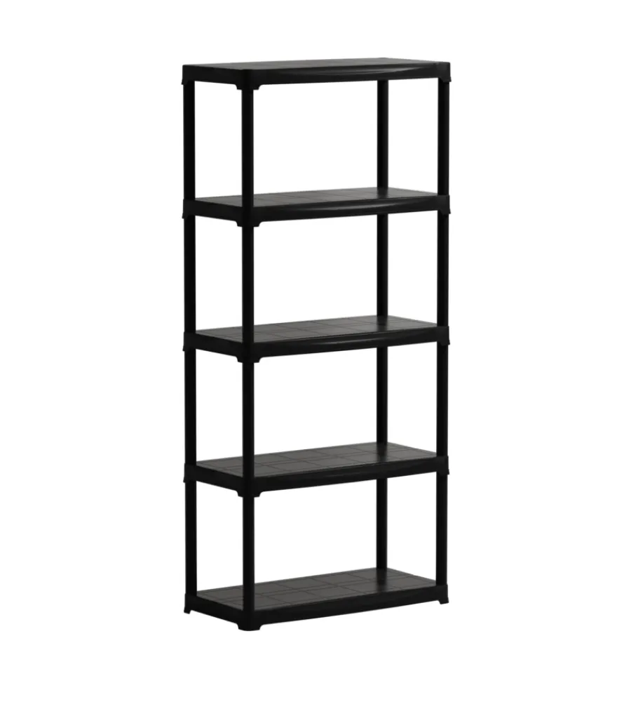 Online Scaffale 5 ripiani in polipropilene nero portata 150 kg 80x40x176 cm Riponimento In Resina