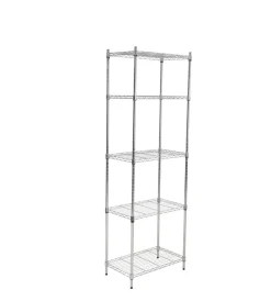 Decorazione Ambienti-Easy System Scaffale ad incastro in metallo cromato 5 ripiani, 59x34x174 cm