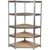 Easy System Officina E Garage|Scaffale angolare in metallo con 5 ripiani in mdf, 90x90x40x40x180 cm
