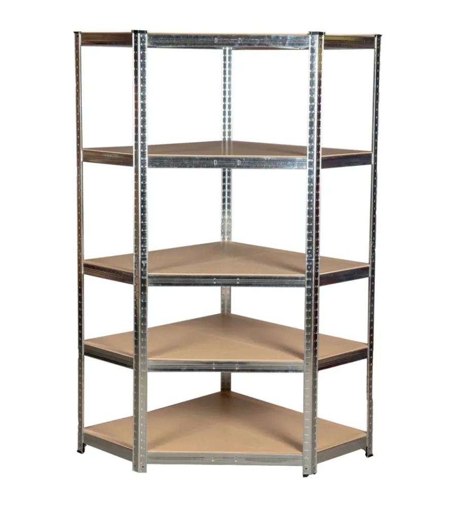 Easy System Officina E Garage|Scaffale angolare in metallo con 5 ripiani in mdf, 90x90x40x40x180 cm