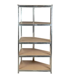 Easy System Officina E Garage|Scaffale angolare in metallo con 5 ripiani in mdf, 90x90x40x40x180 cm