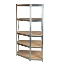 Easy System Officina E Garage|Scaffale angolare in metallo con 5 ripiani in mdf, 90x90x40x40x180 cm