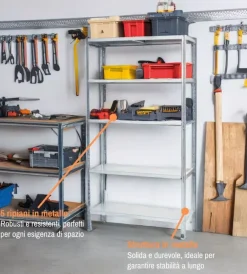 Easy System Officina E Garage|Scaffale in metallo 5 ripiani portata 400 kg 100x40x187 cm