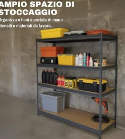 Officina E Garage-Easy System Scaffale in metallo 4 ripiani easy sistem portata 1200 kg 180x60x180 cm