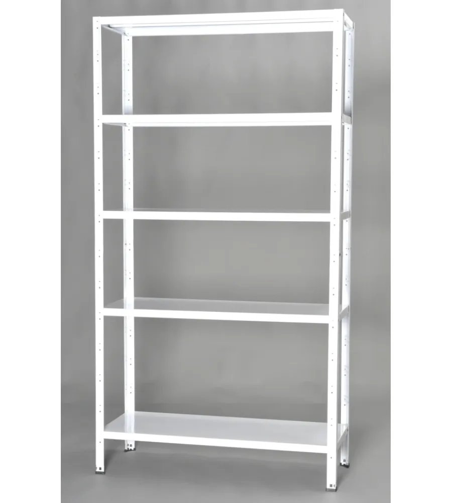 Grima Officina E Garage|Scaffale in metallo bianco in kit con 5 ripiani, 100x40x186 cm -