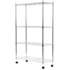 Decorazione Ambienti|Scaffale in metallo cromato 4 ripiani con ruote, 89x34x142 cm