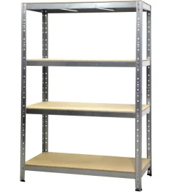 Outlet Scaffale in metallo in kit "joker" 4 ripiani in legno, 160x60x180 cm Officina E Garage