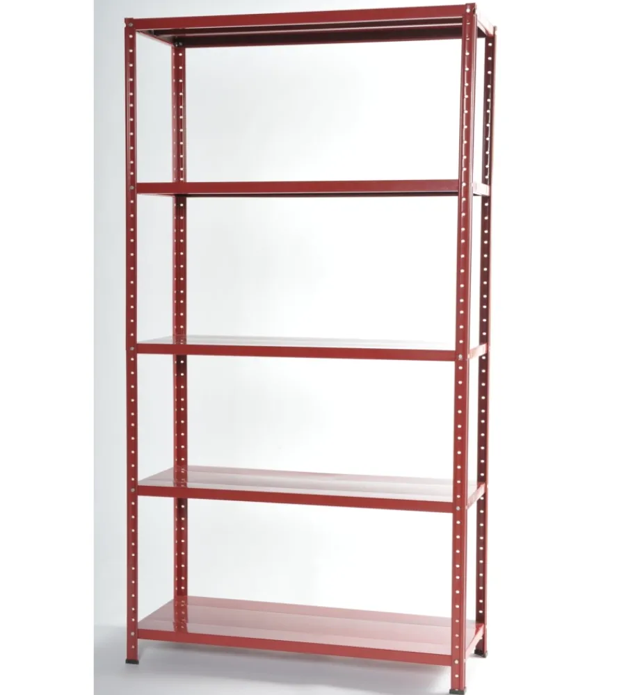 Officina E Garage-Grima Scaffale in metallo rosso in kit con 5 ripiani, 100x40x185 cm -