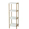 Mobiletti Multiuso- Scaffale multiuso 4 ripiani in bamboo bianco e legno, 34x33x110 cm
