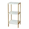 Mobiletti Multiuso- Scaffale multiuso 3 ripiani in bamboo bianco e legno, 34x33x80 cm