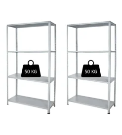Grima Officina E Garage|Scaffali 4 ripiani in metallo "base" grigio portata 200 kg 90x40x174 cm