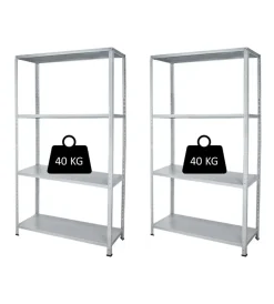 Hot Scaffali 4 rpiani in metallo "mini" grigio portata 160 kg 75x30x138 cm Officina E Garage
