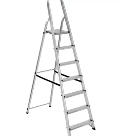Scale E Sgabelli- Scala alluminio essenza "everest" con 7 gradini e portata massima 150 kg 120x49x193 cm