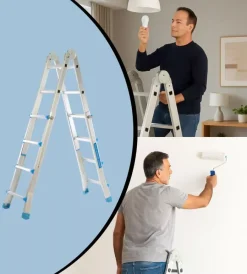 Easy System Scale E Sgabelli|Scala multiposizione in alluminio 4+4 gradini