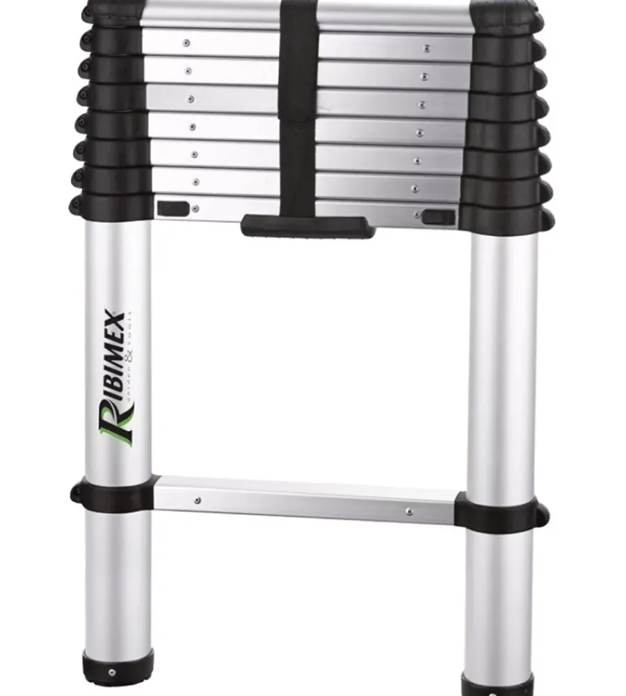 Trabatelli E Scale Professionali-Ribimex Scala telescopica allungabile in alluminio da 9 gradini con altezza massima di 263 cm - .