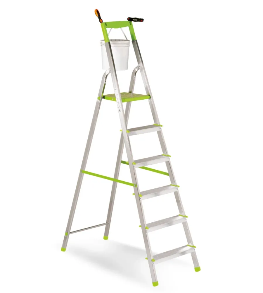 Scale E Sgabelli- Scala "vetta" in alluminio con 6 gradini 49x109x184 cm