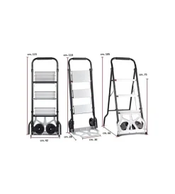 Grima Attrezzatura Giardinaggio|Scala-carrello con doppia funzione, portata 160 kg -