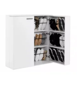 BellaHome Scarpiere|Scarpiera 2 ante con ante salvaspazio bianco 100x33,8x110 cm