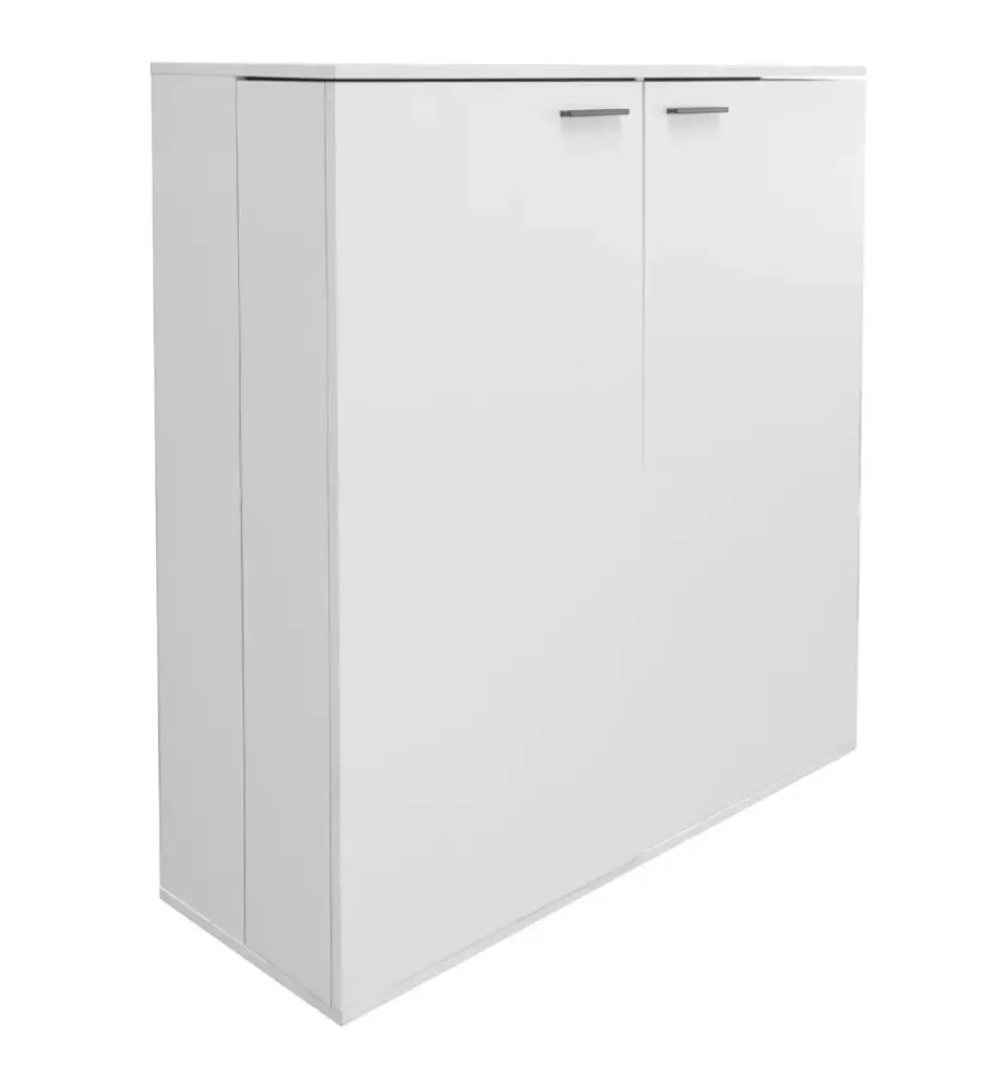 BellaHome Scarpiere|Scarpiera 2 ante con ante salvaspazio bianco 100x33,8x110 cm
