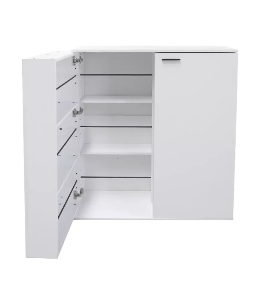 BellaHome Scarpiere|Scarpiera 2 ante con ante salvaspazio bianco 100x33,8x110 cm