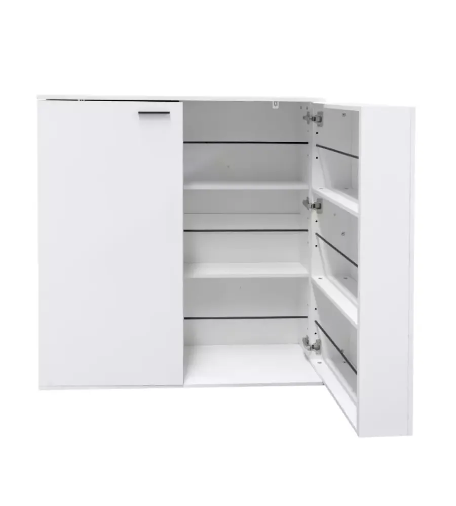 BellaHome Scarpiere|Scarpiera 2 ante con ante salvaspazio bianco 100x33,8x110 cm