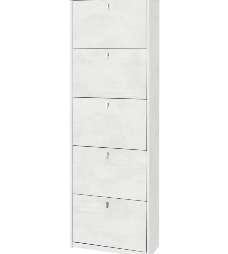 Scarpiere-Sarmog Scarpiera bianca con 5 ante, 63x29x190 cm