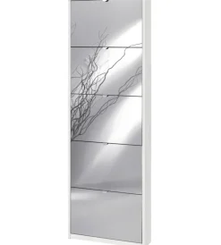 Sale Scarpiera bianca con 5 ante a specchio, 63x18x190 cm Scarpiere
