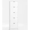 BellaHome Scarpiere|Scarpiera bianca con 5 ante, 58x18x192 cm