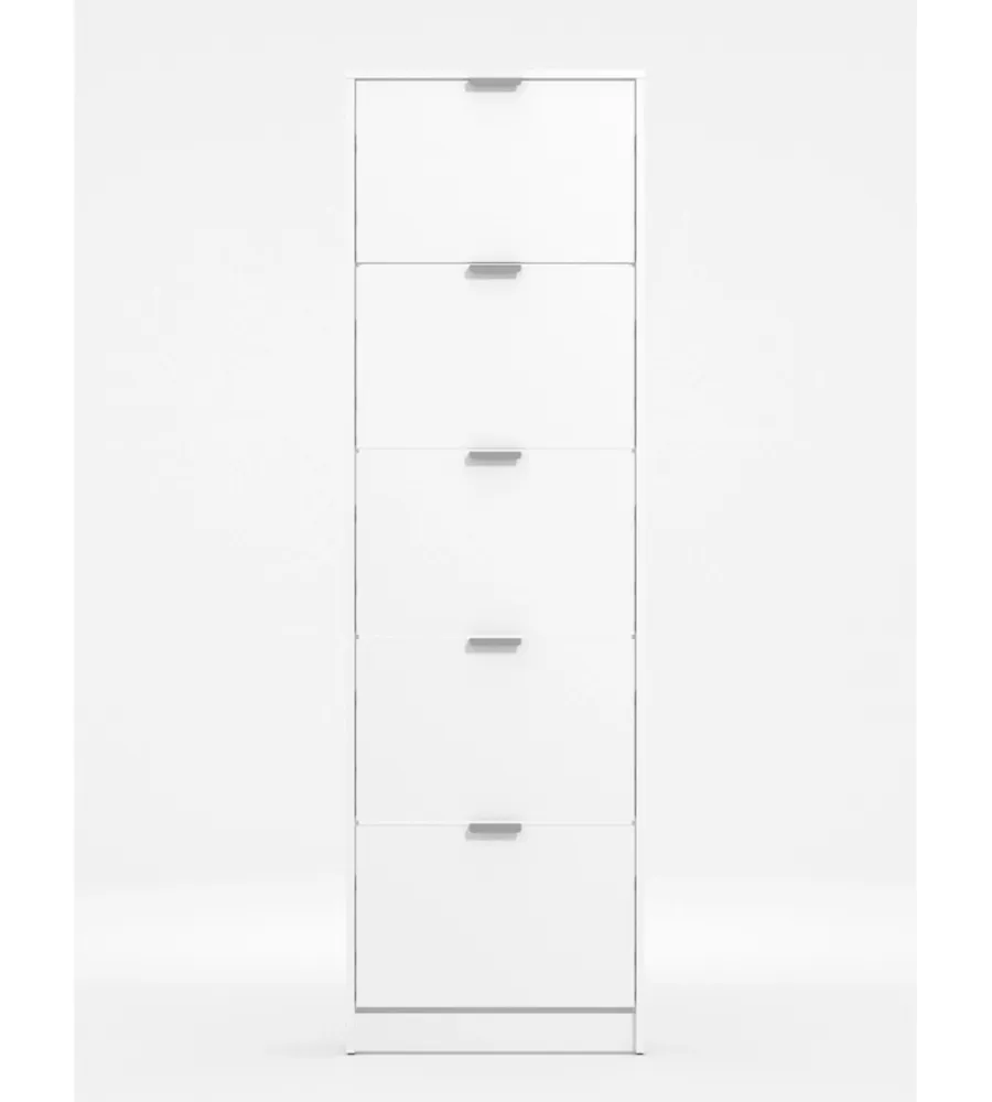BellaHome Scarpiere|Scarpiera bianca con 5 ante, 58x18x192 cm