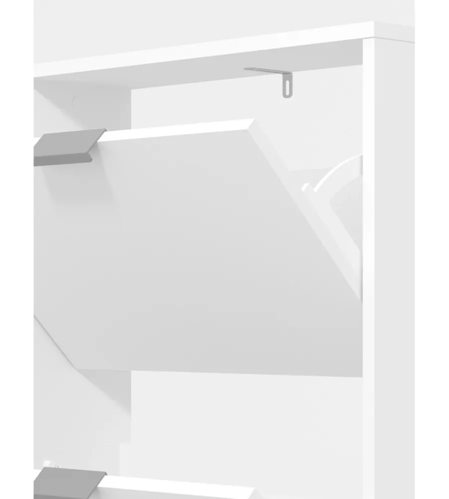 BellaHome Scarpiere|Scarpiera bianca con 5 ante, 58x18x192 cm