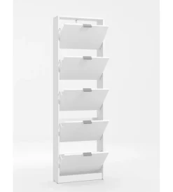BellaHome Scarpiere|Scarpiera bianca con 5 ante, 58x18x192 cm
