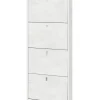 Sarmog Scarpiere|Scarpiera bianca con 4 ante, 63x18x154 cm