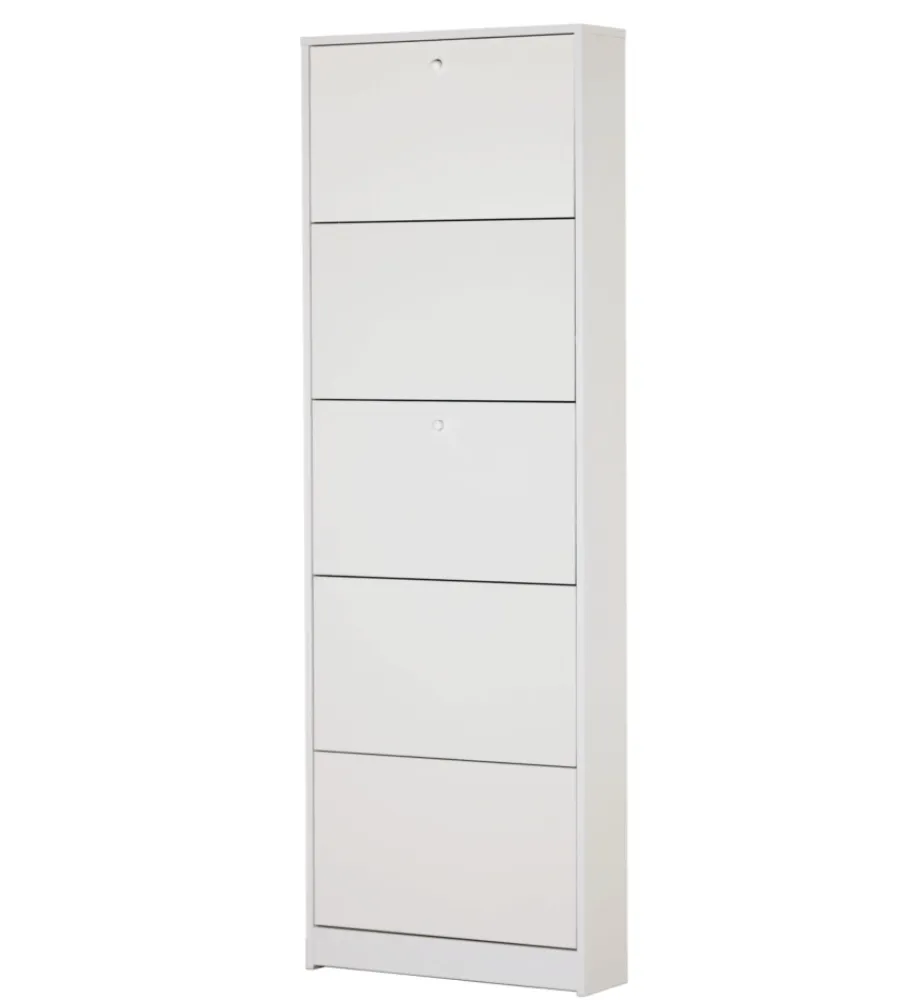 Scarpiere-Sarmog Scarpiera bianca con 5 ante, 62x182x18 cm