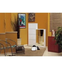 Sarmog Scarpiere|Scarpiera bianca con 4 ante, 62x148x18 cm