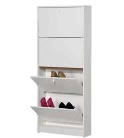 Sarmog Scarpiere|Scarpiera bianca con 4 ante, 62x148x18 cm