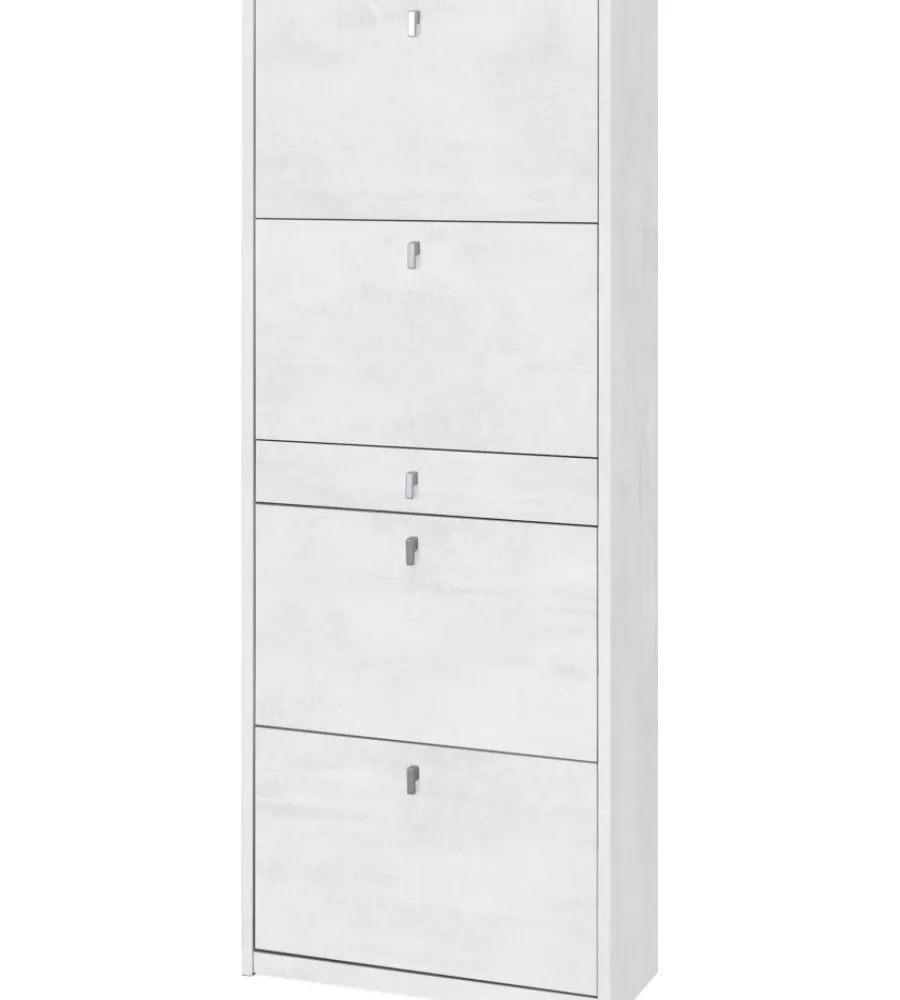 Scarpiere-Sarmog Scarpiera bianca con 4 ante e 1 cassetto, 63x29x164 cm