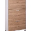Scarpiere-Sarmog Scarpiera bianca e noce con 3 ante, 70x29x118 cm