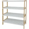 Scarpiere- Scarpiera bianca in bamboo e legno, 70x26x75 cm