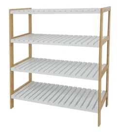 Scarpiere- Scarpiera bianca in bamboo e legno, 70x26x75 cm