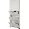 Sale Scarpiera bianco fiammato con 5 ante, 70x190x18 cm Scarpiere
