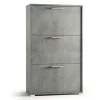 Scarpiere- Scarpiera grigia con 3 ante, 67x28x112 cm