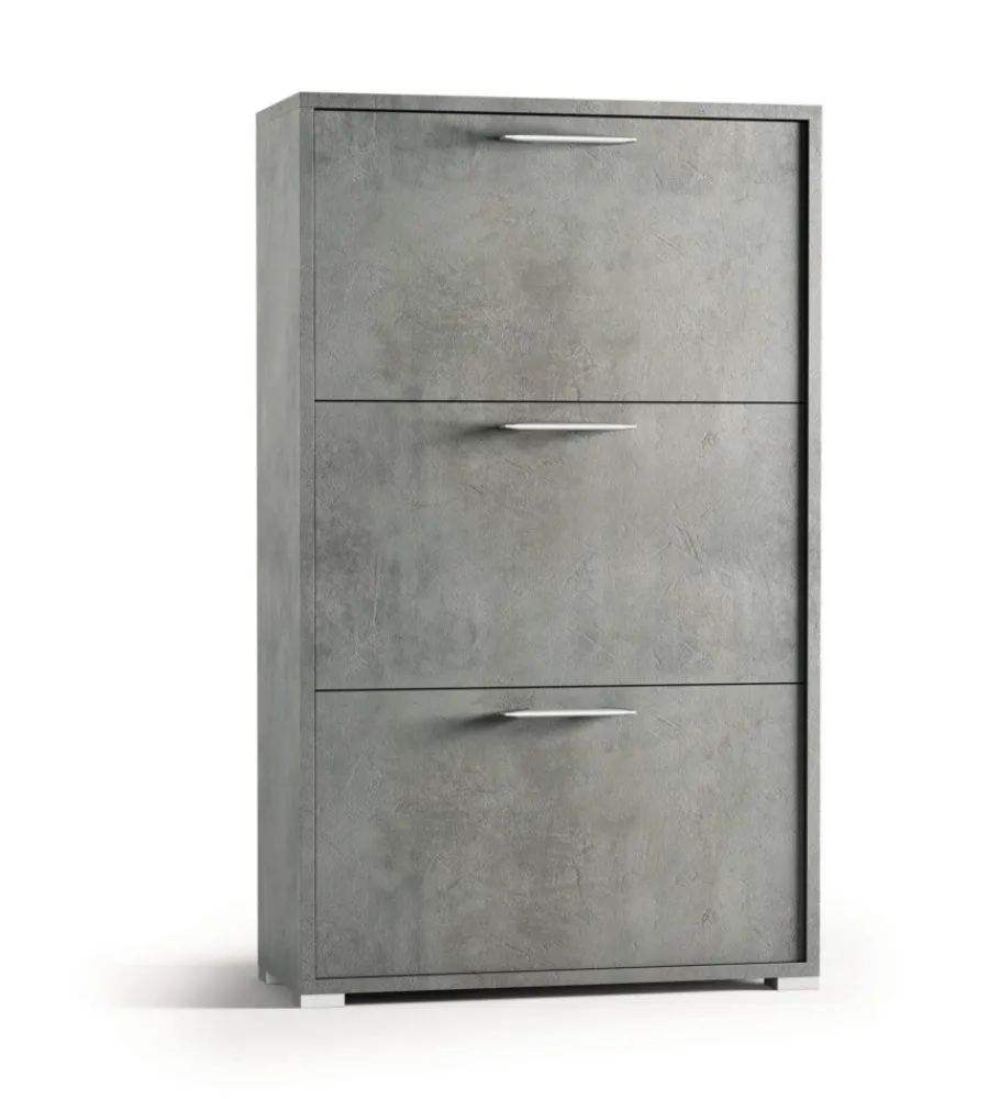 Scarpiere- Scarpiera grigia con 3 ante, 67x28x112 cm