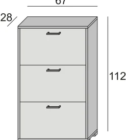 Scarpiere- Scarpiera grigia con 3 ante, 67x28x112 cm