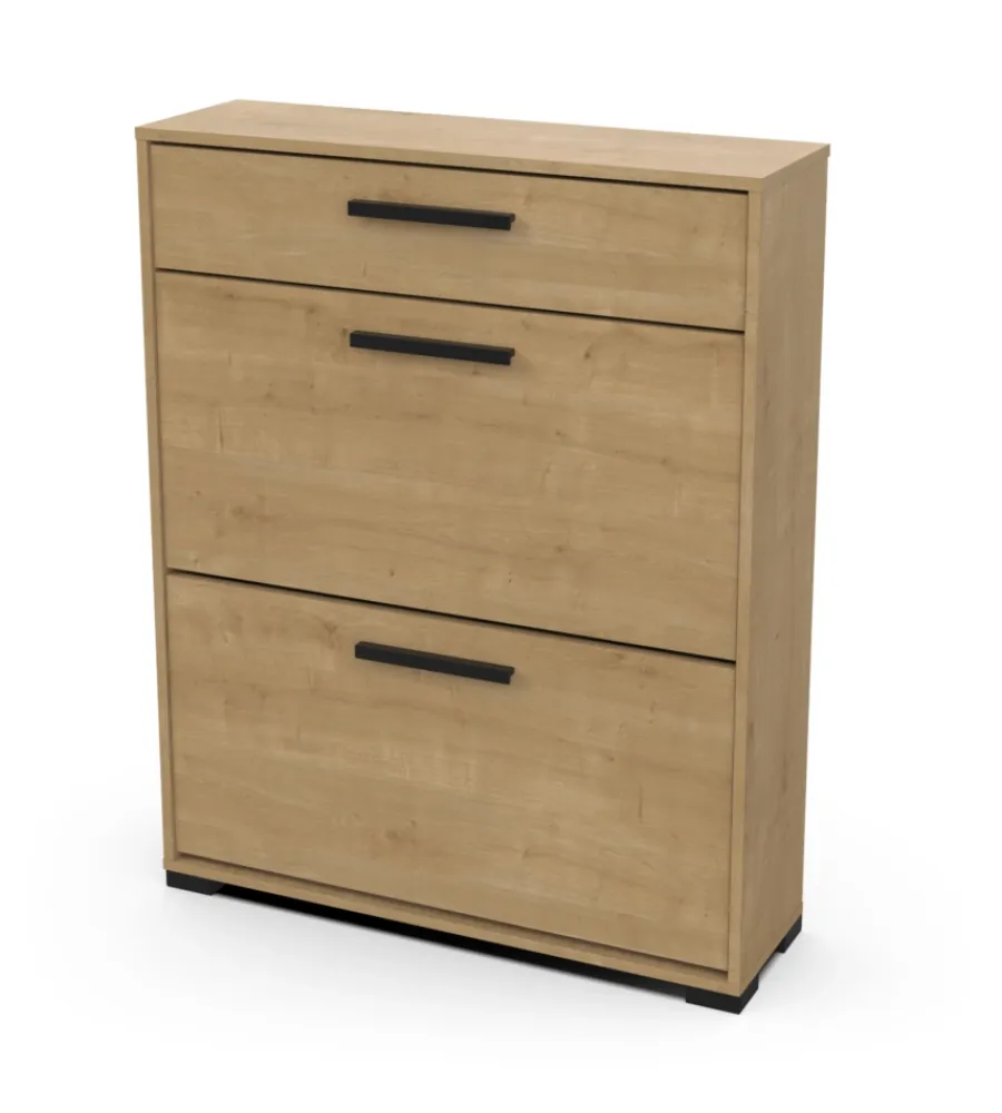Scarpiere- Scarpiera "izzy" quercia con 2 ante e 1 cassetto, 80,8x24,4x101,8 cm