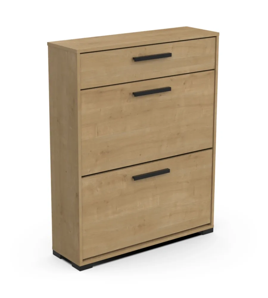 Scarpiere- Scarpiera "izzy" quercia con 2 ante e 1 cassetto, 80,8x24,4x101,8 cm