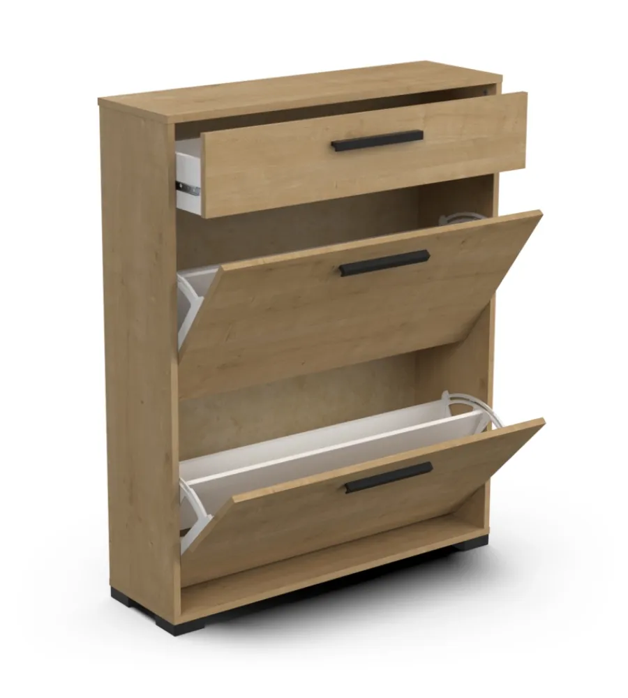 Scarpiere- Scarpiera "izzy" quercia con 2 ante e 1 cassetto, 80,8x24,4x101,8 cm