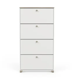 Scarpiere- Scarpiera "izzy"bianca e quercia con 4 ante, 80,8x17,8x151,7 cm